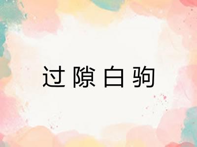过隙白驹