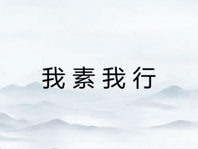 我素我行 我素我行