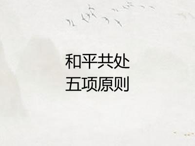 和平共处五项原则 和平共处五项原则