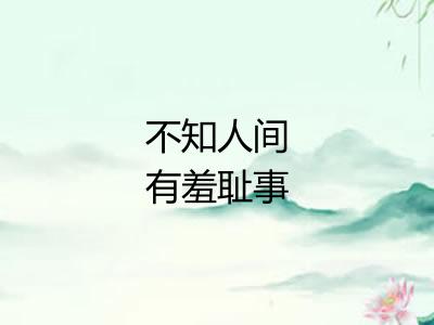 不知人间有羞耻事