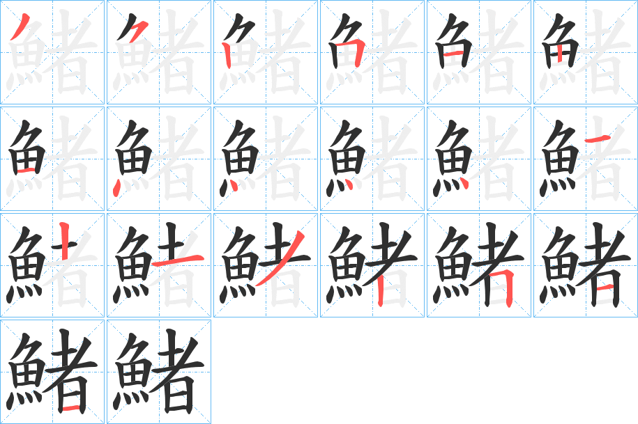 鯺的笔顺分步演示图